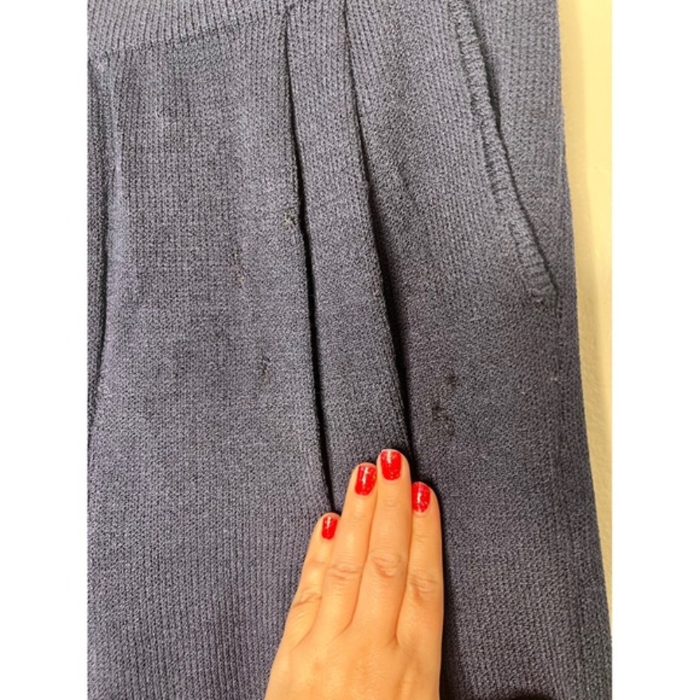 St John Evening by Marie Gray Navy Blue Knit Wide‎ Leg Pleated Pants Size 14 - Picture 6 of 11